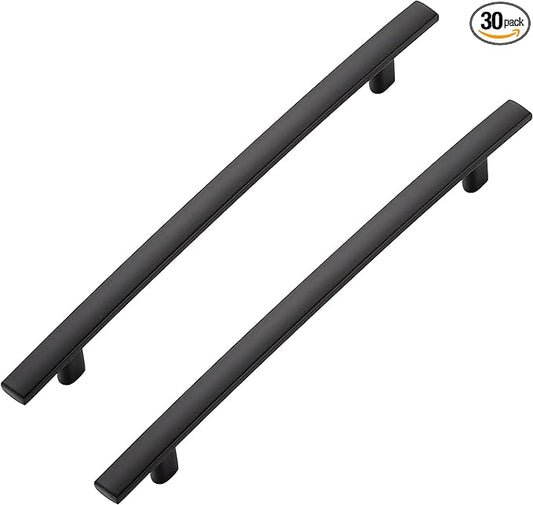 30 Pack Cabinet Handles 6.25" Hole Center - Curved Cabinet Pulls Black Drawer Pulls for Kitchen Cupboard Solid Hardware for Dresser Drawer Arch Hardware