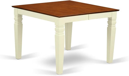 East West Furniture WEIP5-BMK-W 5 Piece Dining Set Includes a Rectangle Dining Table with Butterfly Leaf and 4 Kitchen Chairs, 42x60 Inch, Buttermilk & Cherry