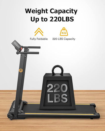 UREVO Treadmill with Desk Workstation, Walking Pad Treadmills for Home Office, Under Desk Compact Design Treadmill with HIIT Programs, Remote Control, LED Display