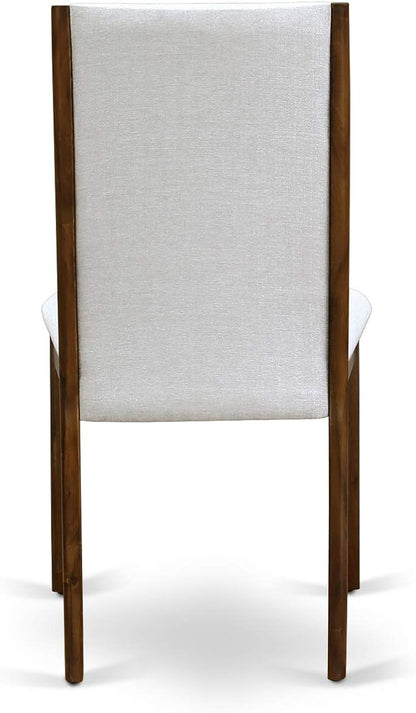 East West Furniture ANLA5-ANA-05 5 Piece Dining Room Table Set Includes a Round Kitchen Table with Pedestal and 4 Grey Linen Fabric Parson Dining Chairs, 36x36 Inch, Natural