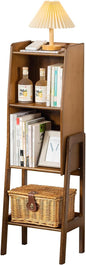 3 Tier Bamboo Bookcase, Classical Modern Bookshelf, Dispaly Shelves, Bamboo Wood Organizer Book Shelf for Living Room Home Office-Walnut, Medium