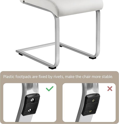 Yaheetech Dining Chairs Set of 2 Modern Faux Leather Upholstered Dining Room Chairs with High Back and Metal Chrome Legs for Kitchen/Living Room/Restaurant, White