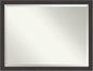 Amanti Art Brown Wall Mirror 34x44 Rustic Plank Espresso Narrow Rectangle Bathroom Mirror for Wall Decor Living Room, X-Large Rustic Farmhouse Frame, Hangs Horizonally and Vertically, Bathroom Decor