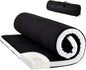 Tiita Queen Memory Foam Mattress Topper, 4" Thicken Futon Floor Mattress with Storage Bag and 2 Straps, Portable Roll Up Travel Car Camping Mattress Sleeping Pad, Black