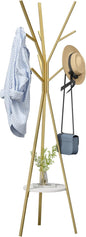 Coat Rack Hat Stand Free Standing Display Hall Tree Metal Hat Hanger Garment Storage Holder with 9 Hooks for Clothes Hats and Scarves in Gold,17.72"Wx17.72"Dx70.87"
