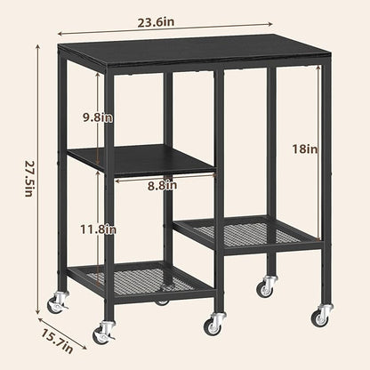 Kitchen Microwave Cart,Microwave Stand with Wheels,Coffee Bar Table Station,4-Tier Rolling Baker's Rack,Small Appliance Storage Shelf,Utility Side Table for Kitchen,Living Room (Black)