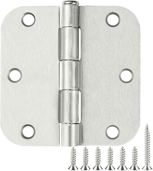 42 Pack Rounded Door Hinges Brushed Nickel 3.5 inch x 3-1/2", 5/8" Radius Heavy Duty Steel Iron 3 ½"Hinge for Doors, Interior Room,Outdoor Window,Constructition Hardware Kit Home Decor Essentials