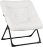 Comfy Saucer Chair for Adults, Soft Faux Fur Bedroom Chair, Accent Dorm Chairs, Flexible Living Room Reading Chairs, Oversized Folding Lounge Seat for Teens, X-Large, White