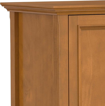 SIMPLIHOME Amherst 72-inch Wide Solid Wood TV Stand in Light Golden Brown, Transitional-Style Media Console for Living Room with Cable Management and Adjustable Shelves, Fits 80" TVs