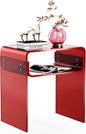 Clear Acrylic End Table 2-Tier Bedside Nightstand for Living Room Bedroom (1, Red)