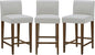 CHITA Counter Height Bar Stools Set of 3, 27" H Seat Height Upholstered Barstools, PU Leather in Creamy Grey