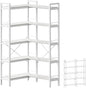 Huuger 5 Tier Bookshelf, L Shaped Corner Bookshelf with 10 Open Shelves, 49.4 Inch Straight Wide Bookcase with Metal Frame and Wooden Board, Adjustable Feet, White