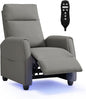 Recliner Chair for Adults PU Leather Push Back Armchair with 4 Colors Ambient Lighting Home Theater Seating with Massage & Heat Vibration Single Sofa for Living Room,Gray