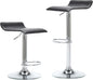 NOBPEINT Contemporary Chrome Air Lift Adjustable Swivel Bar Stool, Set of 2, Black