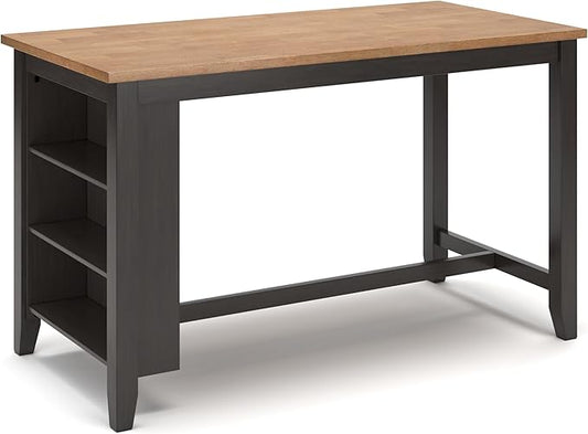 Signature Design by Ashley Gesthaven Contemporary Counter Height Dining Table with 3 Shelves and Trestle Base, Light Brown & Dark Brown