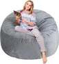 5 Ft Bean Bag Chairs for Adults with Memory Foam Filling, Comfy Bean Bag Sofa with Filler Included, Soft Dutch Velvet Fabric Beanbags,5 Foot, Grey