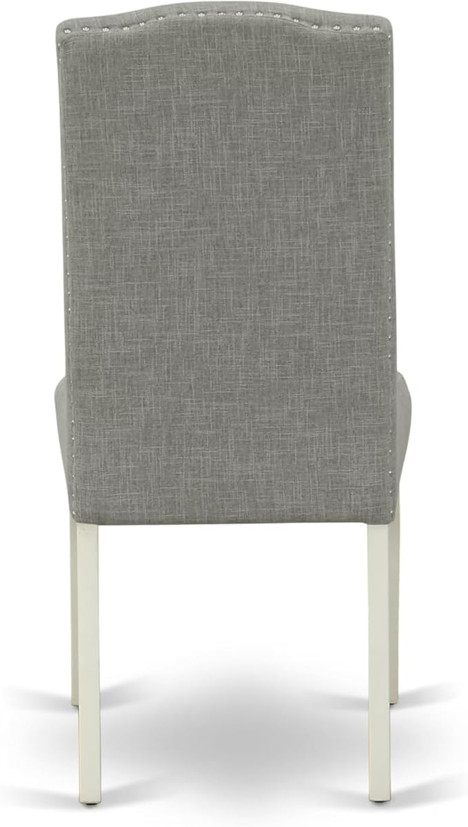 East West Furniture V097EN206-5 5 Piece Dining Table Set Includes a Rectangle Dining Room Table with V-Legs and 4 Dark Shitake Linen Fabric Upholstered Chairs, 40x72 Inch, Multi-Color