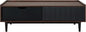 Manhattan Comfort Duane Mid Century Modern Coffee Table with Drawer & Cubby Shelf, Living Room Furniture with Ribbed Flat Design, Wood Grain Laminate Finish & Durable Iron Metal Feet, Black