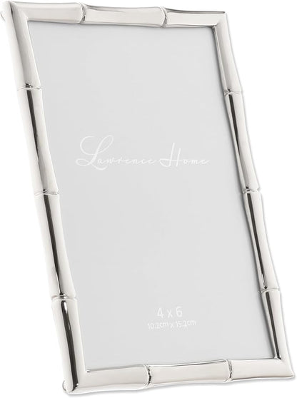 Lawrence 710146 Silver Metal Bamboo 4x6 Picture Frame