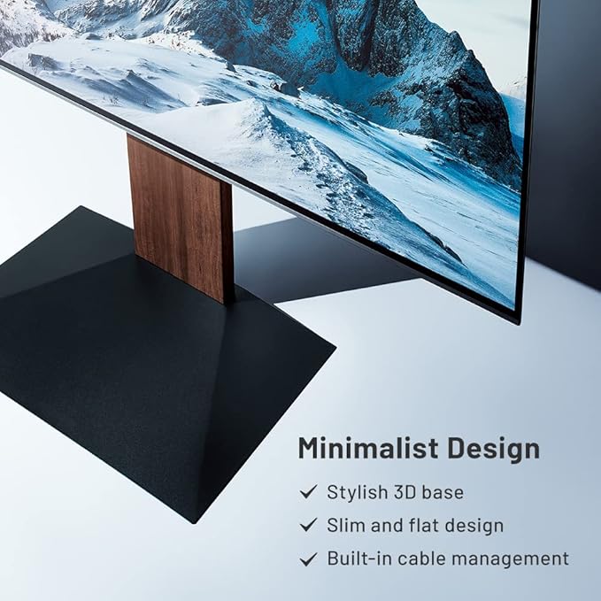 WALL V3 Low Type | Sleek Japanese 32-80 Inch Universal Side TV Stand Adjustable Mount, No Drill | White Oak