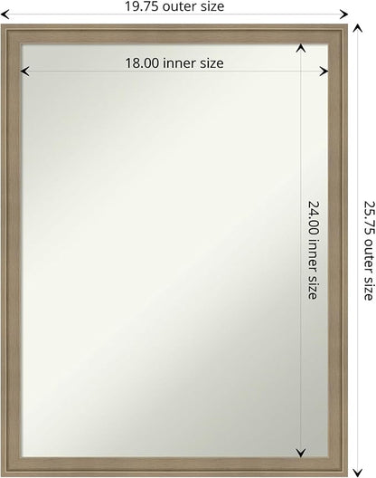 Amanti Art Grey Bathroom Mirror for Over Sink, 26x20 Florence Grey Rectangle Vanity Mirror, Medium Casual Frame, Hangs Horizonally and Vertically, Bathroom Wall Decor, Non-Beveled Edge from WI, USA