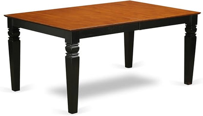East West Furniture LGAN7-BCH-W 7 Piece Dining Set Consist of a Rectangle Dining Table with Butterfly Leaf and 6 Kitchen Chairs, 42x84 Inch, Black & Cherry