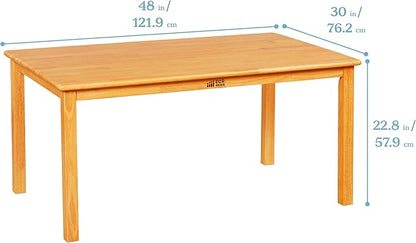 ECR4Kids 30in x 48in Rectangular Hardwood Table with 22in Legs, Kids Furniture, Honey