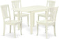 East West Furniture NDAV5-LWH-W 5 Piece Dining Room Table Set Includes a Rectangle Dining Table with Dropleaf and 4 Wood Seat Chairs, 30x48 Inch, Linen White