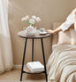 Side Table - Round Accent End Tables - Vintage Wood Color Tables for Sofa Living Room Bedroom Bedside Coffee Small Spaces - Waterproof Metal Frame, Scratch-Resistant - Easy Assembly