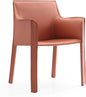 Manhattan Comfort Vogue Modern Faux Leather Dining Chairs, Metal Frame, Comfortable Padded Seat, Fully Assembled Armchair Accent Furniture, Set of 1, Clay