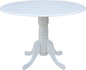 IC International Concepts, 42" Round Dual Drop Leaf Pedestal Dining Table, Solid Real Wood, Sturdy Parawood, White