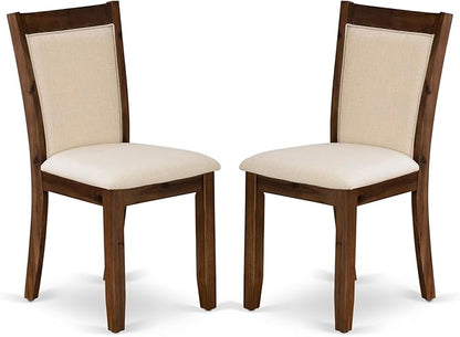 East West Furniture V727MZN32-5 5 Piece Dinette Set Includes a Rectangle Dining Room Table with V-Legs and 4 Light Beige Linen Fabric Parsons Dining Chairs, 40x72 Inch, Multi-Color