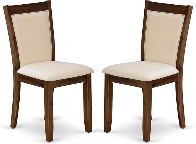 East West Furniture X727MZN32-5 5 Piece Dining Room Furniture Set Includes a Rectangle Dining Table with X-Legs and 4 Light Beige Linen Fabric Upholstered Chairs, 40x72 Inch, Multi-Color