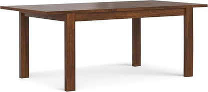 SIMPLIHOME Wilson Extendable Dining Table, Solid Wood Walnut Veneer, 60-76 x 36 inches, Transitional-Style Rectangular Expandable Kitchen Table for up to 6+ People