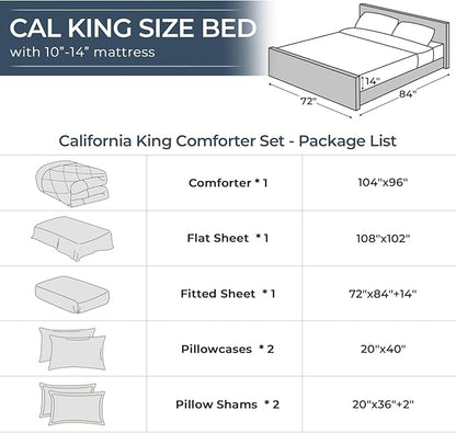 HEVUMYI Hot Pink & Baby Pink Cali-King Comforter Set - 7-Piece All Season Bed in a Bag Cali-King, Ultra Soft Bedding Set with Comforter, Flat Sheet, Fitted Sheet, Pillowcases, Pillow Shams