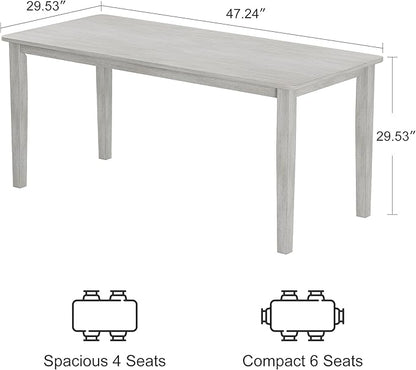 Solid Wood Dining Table, Part of Dining Table Set, Mix and Match Table, Chairs Sold Separately for Dining Room, Kitchen, Grey