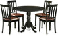 East West Furniture DLAN5-BLK-LC 5 Piece Dining Table Set for 4 Includes a Round Kitchen Table with Dropleaf and 4 Faux Leather Dining Room Chairs, 42x42 Inch, Black