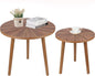 Round Coffee Table Set of 2, Mid Century Modern Coffee Table, Small Farmhouse Coffee Table, Wood Nightstand Bedside Table, Boho Side Table End Tables for Living Room Bedroom Office Balcony