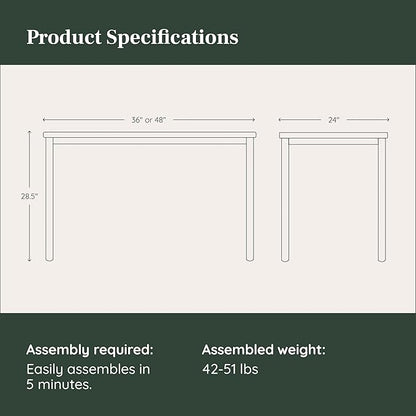 Branch Daily Desk - Functional at Home Office Desk with Effortless Assembly, Timeless Design, Rounded Corners, and Built-in Cable Notch - 48” W x 28.5” H x 24” D - Walnut Work Table
