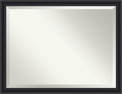 Amanti Art Black Bathroom Mirror for Over Sink, 34x44 Dalat Black Rectangle Vanity Mirror, X-Large Traditional Frame, Hangs Horizonally and Vertically, Bathroom Wall Decor, Beveled Edge