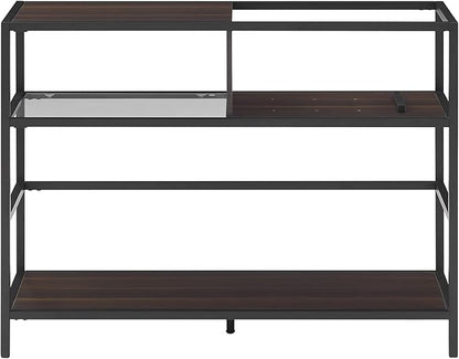 Crosley Furniture Provo Console Record Player Stand with Storage for Vinyl Records, Matte Black/Brown