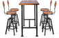 5 Pieces Industrial Dining Table Set Rustic Rectangular High Pub Table with Chairs Farmhouse Meeting Computer Desk and Stools for Office