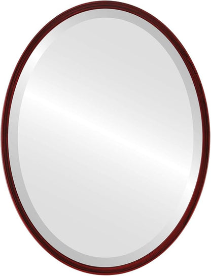 OVALCREST - Oval Wooden Beveled Wall Mirror for Home Decor, Bathroom, Vanity, Bedroom, Living Room, Hallway - London Style (Black Cherry) 23.1 x 29.1