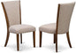 East West Furniture VEP8T04 Verona Parsons Dining Chairs - Nailhead Trim Light Tan Linen Fabric Upholstered Chairs, Set of 2, Walnut