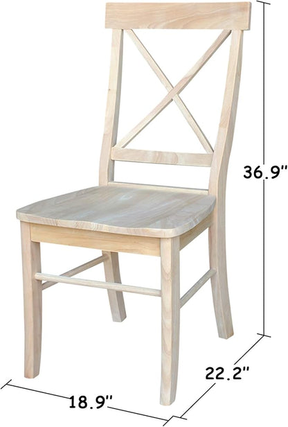 Set of Two X-Back Dining Chairs, Unfinished