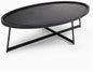 Modern Coffee Table, Oval Wood Coffee Tables Center Table with Metal Leg for Living Room, 47 Inch Table Accent Furniture (Oval Coffee Table, Black)
