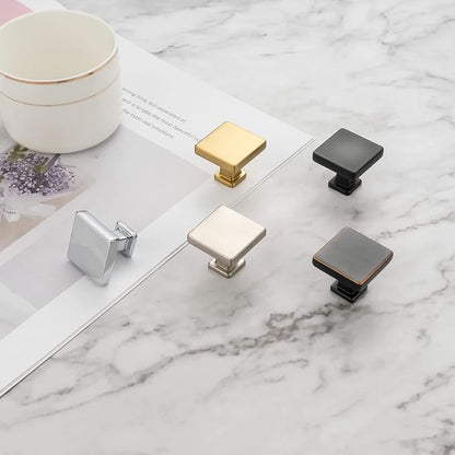 KOOFIZO 30 Pack Polished Chrome Cabinet Knobs Chrome Drawer Knobs K08 Square Single Hole Cabinet Pulls for Cabinets Drawer Dresser Cupboard Bedroom Closet Bathroom Vanity