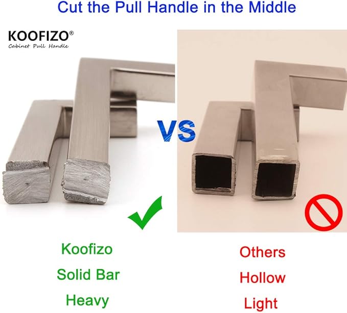 KOOFIZO Solid Square Bar Cabinet Handle - Oil Rubbed Bronze Furniture Pull, 3.8 Inch/96mm Screwhole Distance, 10-Pack for Kitchen Cupboard Door, Bedroom Dresser Drawer, Bathroom Wardrobe Hardware