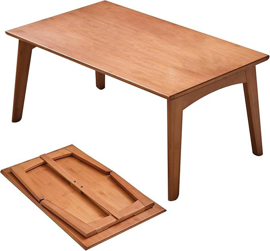 Japanese Floor Table No Assembly Required Bamboo Folding Walnut Coffee Table Bedroom 23.6x15.7x9.8in Furniture Low Tea Table for Sitting on The Floor Walnut Small