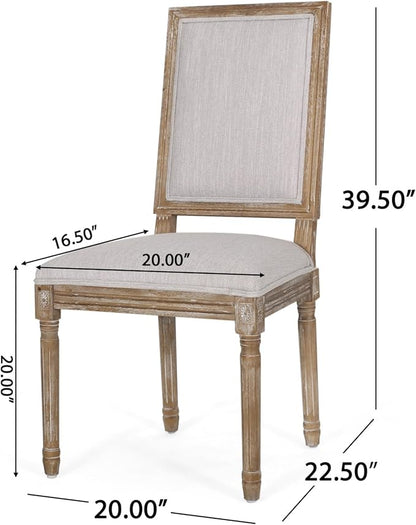 Merax Upholstered Solid Wood Dining Chairs Set of 2, French Country Style Accent Side Seating Furniture for Kitchen, Living Room, Cushioned Back, Light Grey